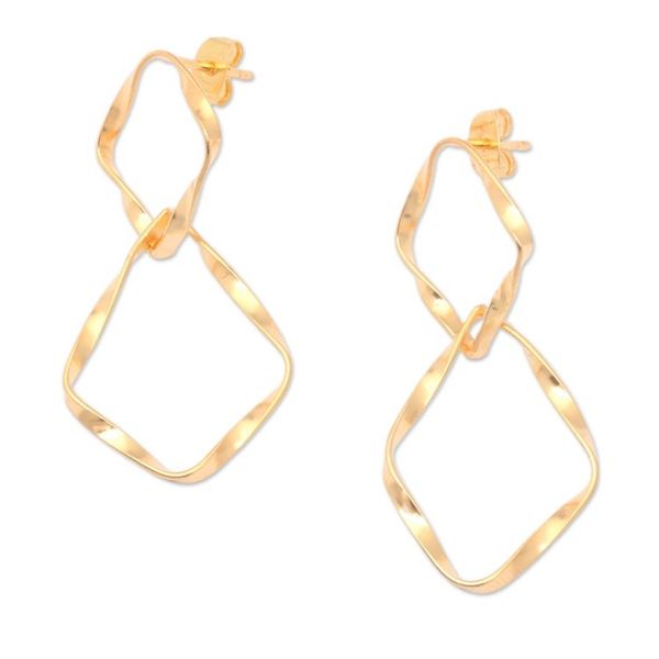 Alternate image for Polished Modern 18k Gold-Plated Dangle Earrings from Bali Twists of Triumph