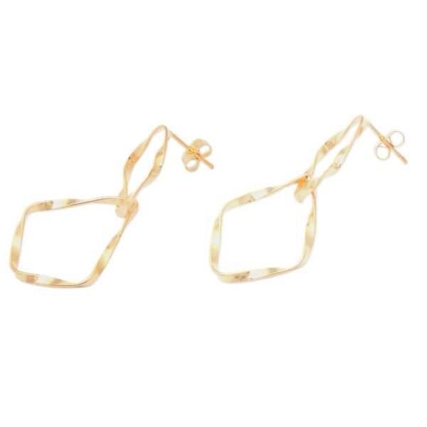 Alternate image for Polished Modern 18k Gold-Plated Dangle Earrings from Bali Twists of Triumph