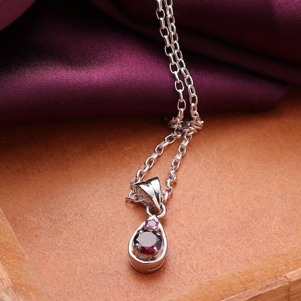 Alternate image for Round Garnet and Ruby Pendant Necklace Handmade in India Romantic Caprice