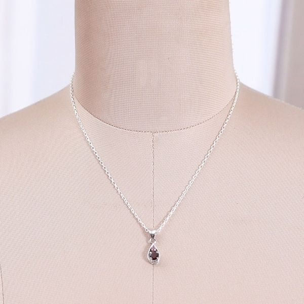 Alternate image for Round Garnet and Ruby Pendant Necklace Handmade in India Romantic Caprice