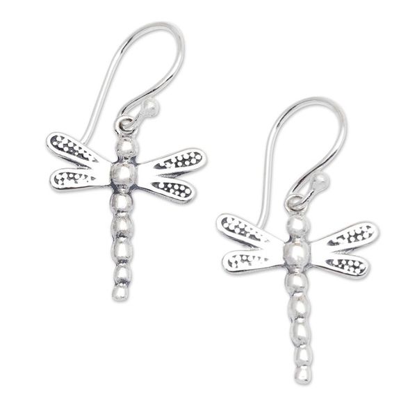 Alternate image for Inspirational Dragonfly Sterling Silver Dangle Earrings Paradise Dragonfly