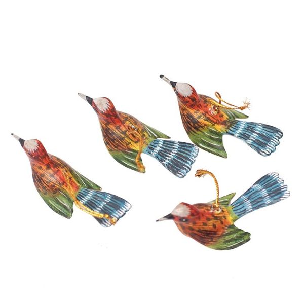 Alternate image for Handcrafted Jempinis Wood Bird Ornaments Set of 4 Avian Blessing