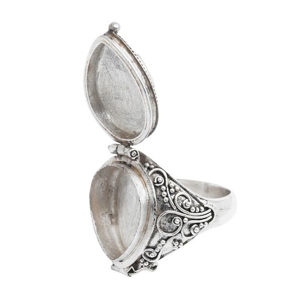 Alternate image for Handcrafted Sterling Silver and Garnet Locket Ring Secret Love