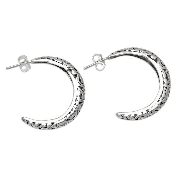 Alternate image for Artisan Crafted Sterling Silver Half-Hoop Earrings Regal Glance