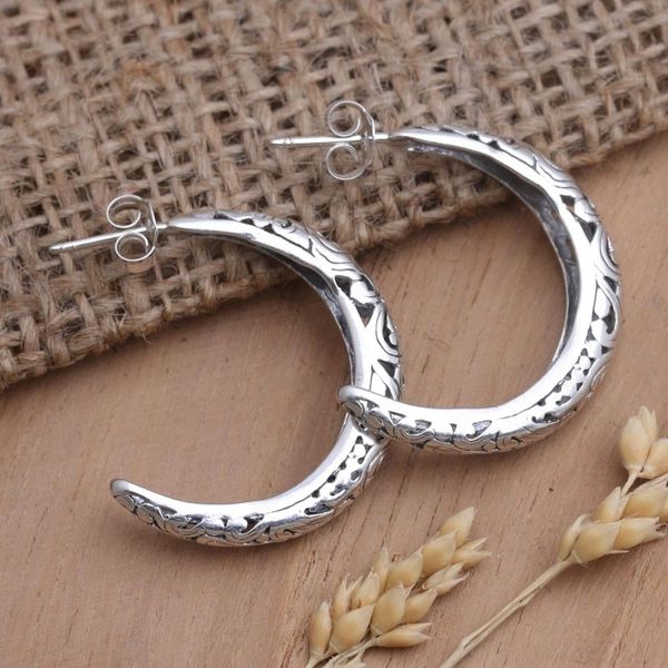 Alternate image for Artisan Crafted Sterling Silver Half-Hoop Earrings Regal Glance