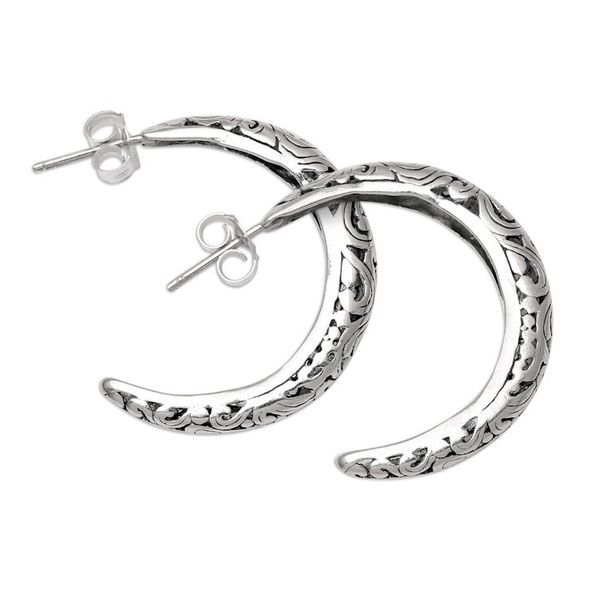 Alternate image for Artisan Crafted Sterling Silver Half-Hoop Earrings Regal Glance