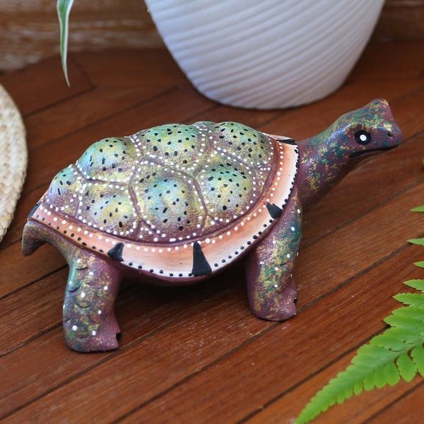 Alternate image for Handcrafted Jempinis Wood Turtle Statuette Rainbow Turtle