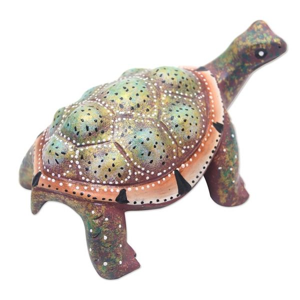 Alternate image for Handcrafted Jempinis Wood Turtle Statuette Rainbow Turtle