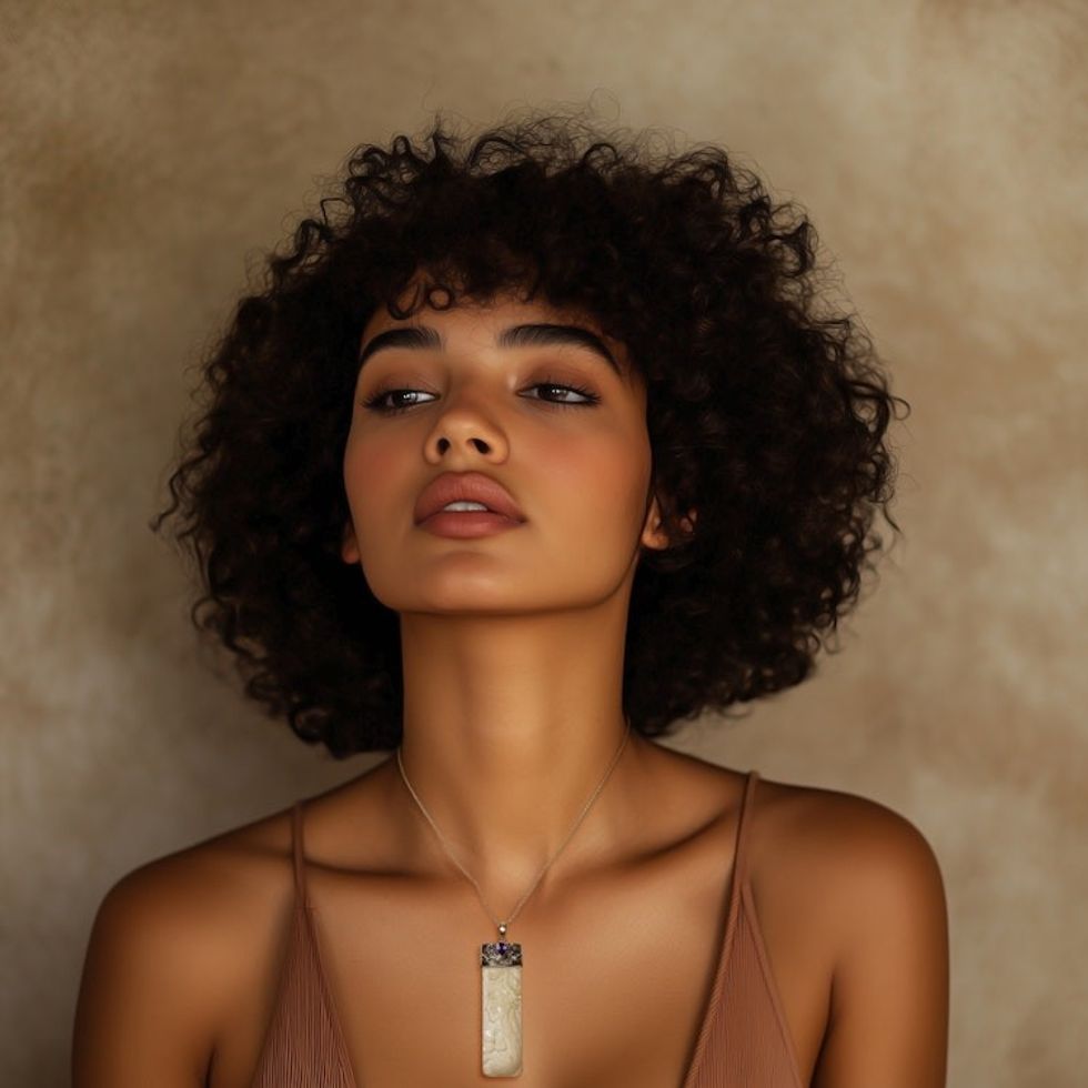 Amethyst and Bone Pendant Necklace from Bali 'Nature Goddess'