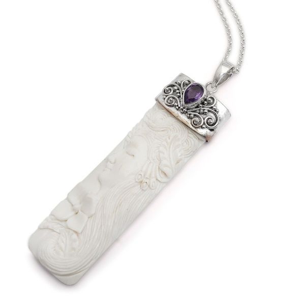 Alternate image for Amethyst and Bone Pendant Necklace from Bali Nature Goddess