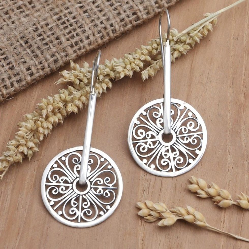 Handcrafted Sterling Silver Dangle Earrings 'Kingdom Road'