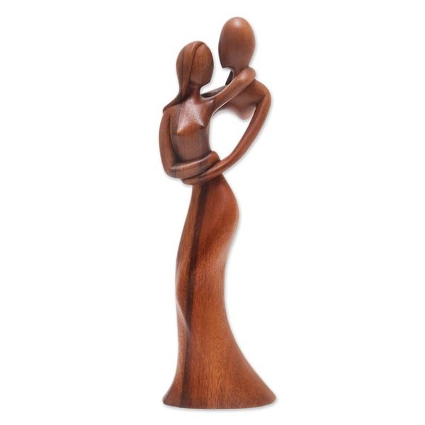 Alternate image for Hand-Carved Suar Wood Sculpture of an Abstract Dance Dancing on My Mind
