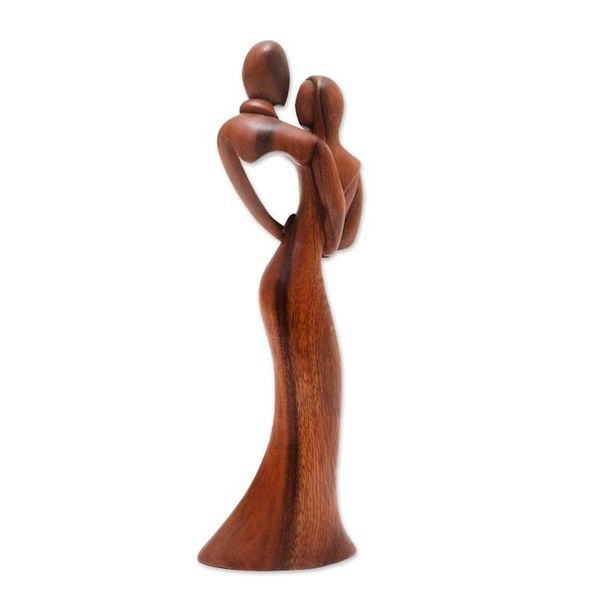 Alternate image for Hand-Carved Suar Wood Sculpture of an Abstract Dance Dancing on My Mind