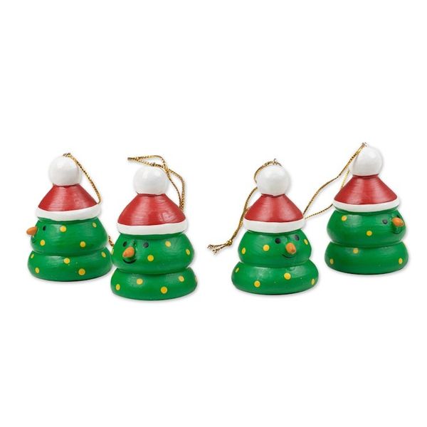 Alternate image for Christmas-Themed Set of 4 Albesia Wood Santa Pine Ornaments Santa Pines