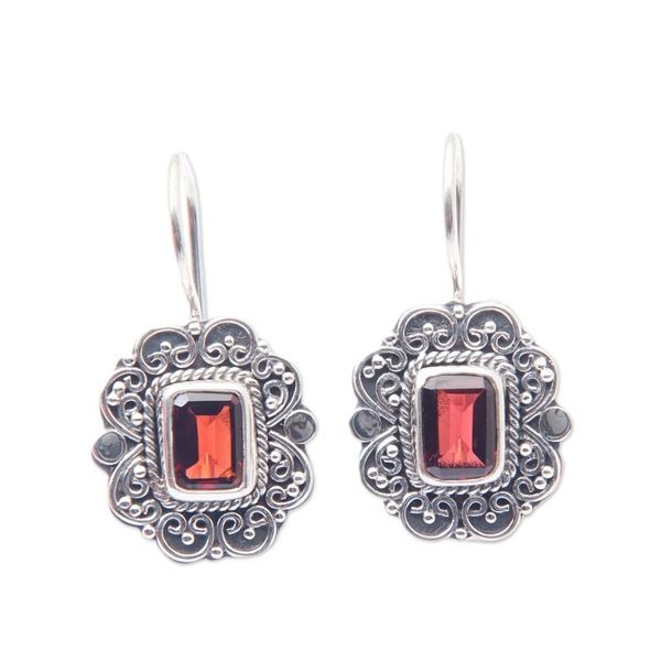Alternate image for Classic Sterling Silver Drop Earrings with Garnet Jewels Palace of the Lovers