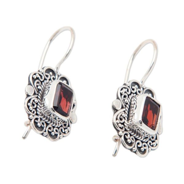 Alternate image for Classic Sterling Silver Drop Earrings with Garnet Jewels Palace of the Lovers