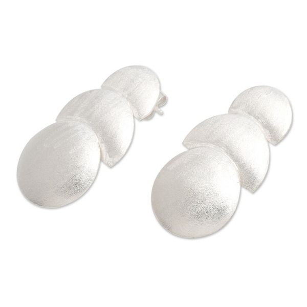 Alternate image for Matte Modern Geometric Sterling Silver Drop Earrings Lunar Day