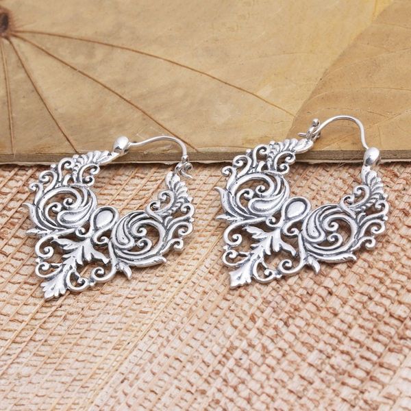 Alternate image for Handcrafted Sterling Silver Hoop Earrings Gated Garden
