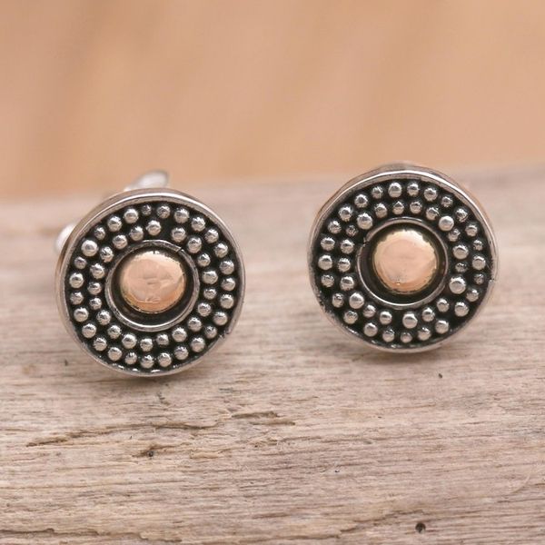 Alternate image for Gold-Accented Sterling Silver Stud Earrings Balinese Music