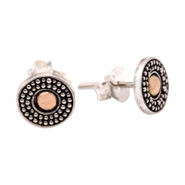Alternate image for Gold-Accented Sterling Silver Stud Earrings Balinese Music