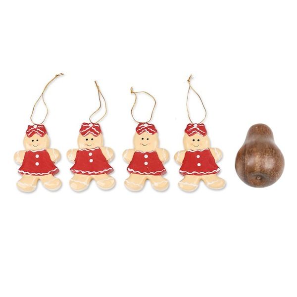 Alternate image for Hand-Painted 4-Piece Wood Ornament Set of Gingerbread Girl Gingerbread Sweeties
