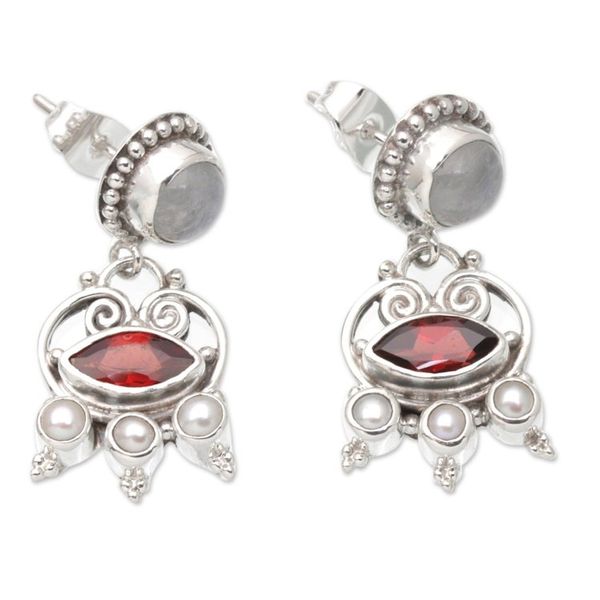 Alternate image for Multi-Gemstone Dangle Earrings Crafted from Sterling Silver Passion Lady
