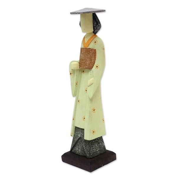 Alternate image for Artisan Crafted Wood Sculpture of a Woman in a Kimono Kimono Lady