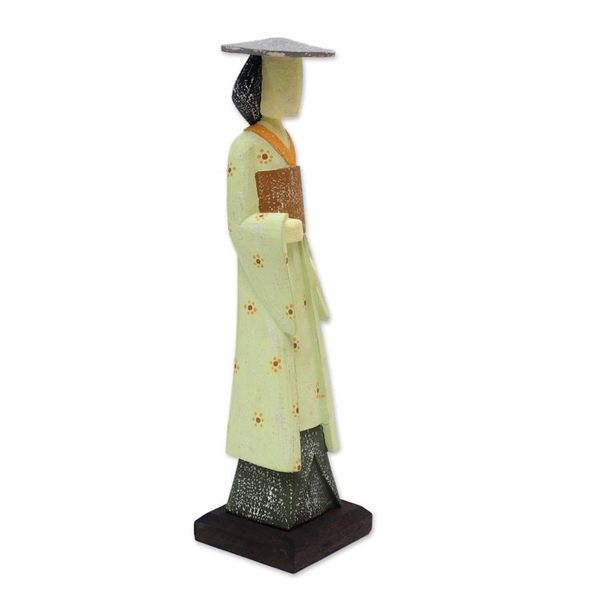 Alternate image for Artisan Crafted Wood Sculpture of a Woman in a Kimono Kimono Lady