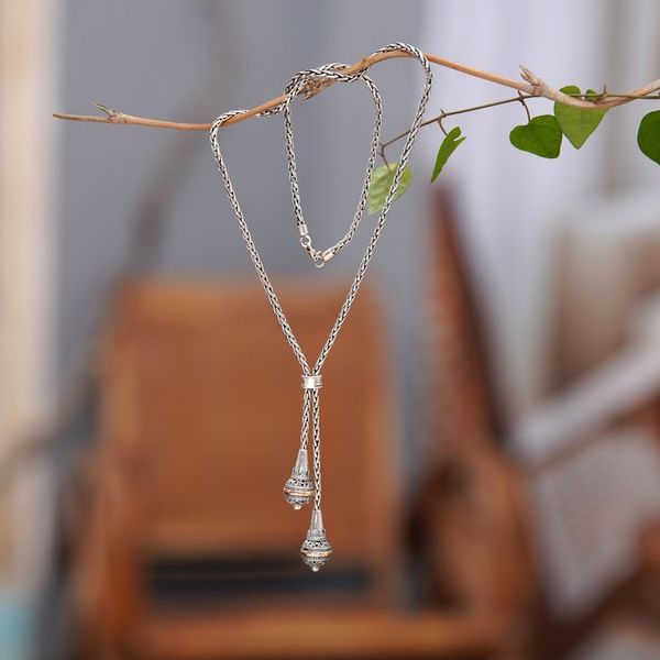 Alternate image for 18k Gold-Accented Sterling Silver Lariat Necklace from Bali Vihara Vibes