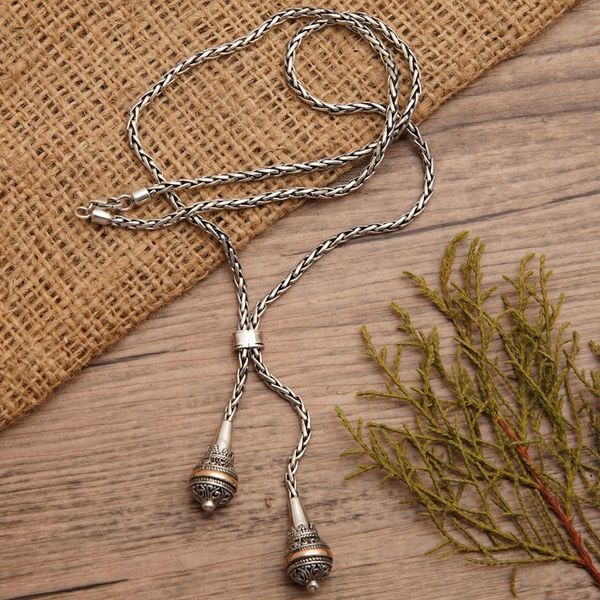 Alternate image for 18k Gold-Accented Sterling Silver Lariat Necklace from Bali Vihara Vibes
