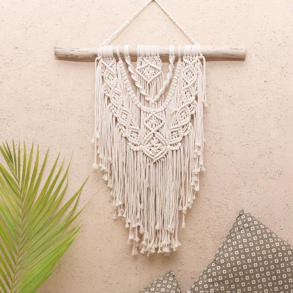 Balinese Cotton Macrame Wall Hanging 'Boho Splash'