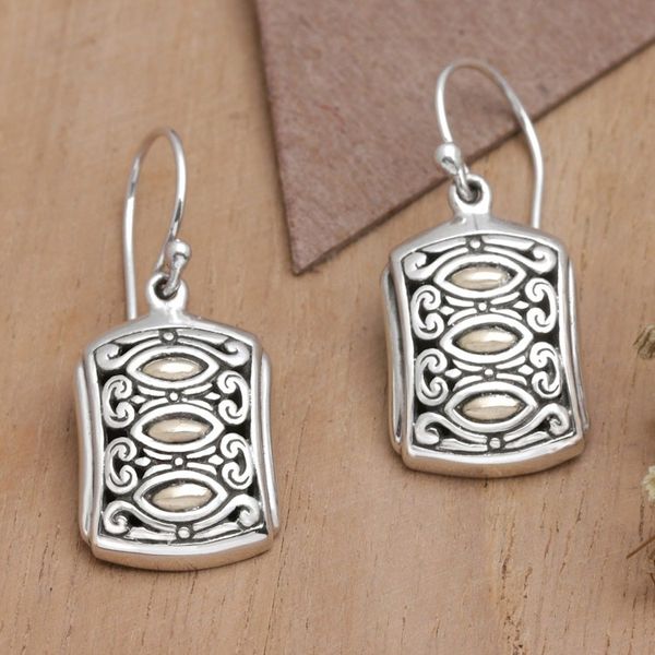 Alternate image for Traditional 18k Gold-Accented Dangle Earrings from Bali Divine Glances