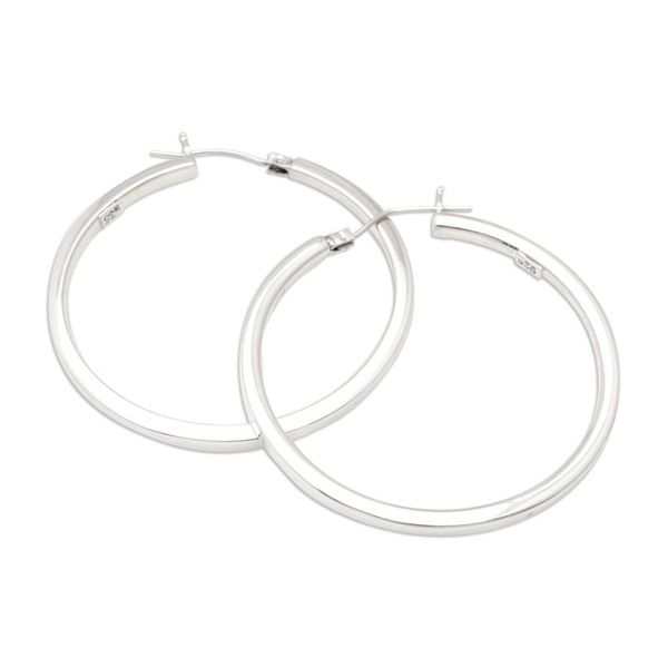 Alternate image for Sterling Silver Fashion Hoop Earrings Crafted in Bali Spin Around