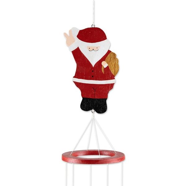 Alternate image for Hand-Painted Santa-Themed Albesia Wood Mobile from Bali Waving Santa