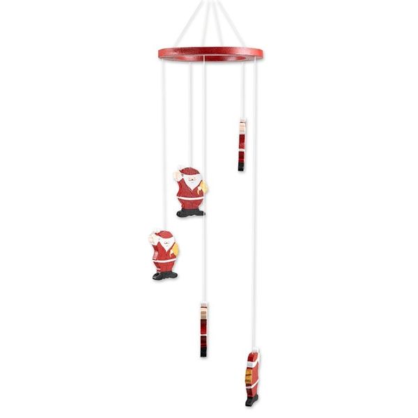 Alternate image for Hand-Painted Santa-Themed Albesia Wood Mobile from Bali Waving Santa