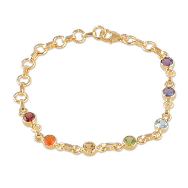 Alternate image for 22k Gold-Plated Round Multi-Gemstone Chakra Bracelet Inner Universe