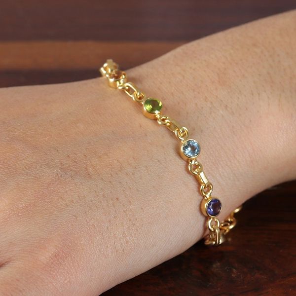 Alternate image for 22k Gold-Plated Round Multi-Gemstone Chakra Bracelet Inner Universe