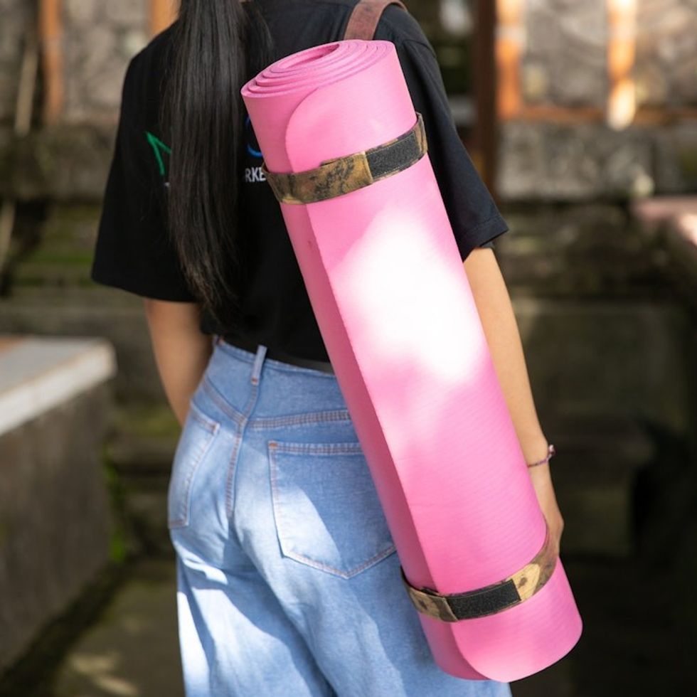 Jumputan Batik-Themed Adjustable Cotton Yoga Mat Carrier 'Java's Calm'