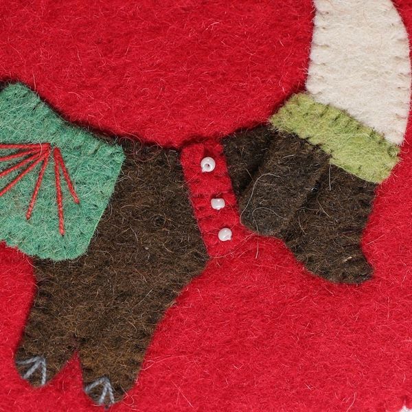 Alternate image for Handmade Applique Wool Felt Beaded Dog Christmas Stocking Festive Dogs