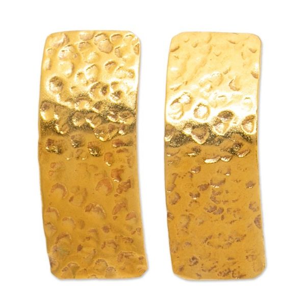 Alternate image for Modern 18k Gold-Plated Drop Earrings with Hammered Finish Sublime Textures