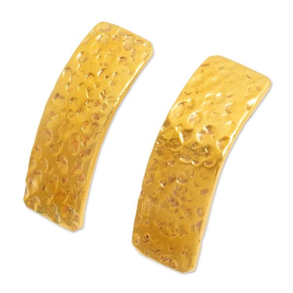 Alternate image for Modern 18k Gold-Plated Drop Earrings with Hammered Finish Sublime Textures