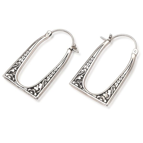 Alternate image for Handmade Sterling Silver Saddleback Hoop Earrings from Bali Past and Present
