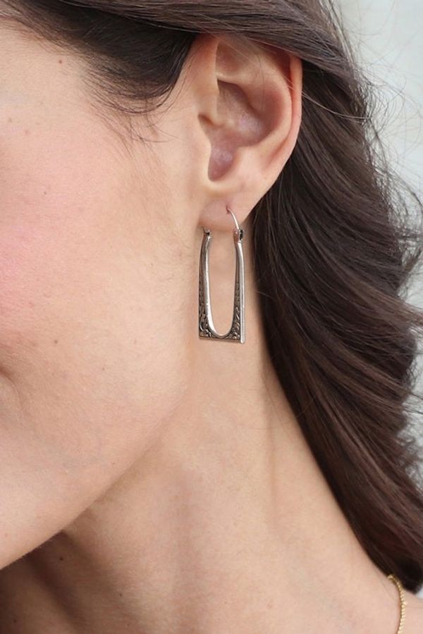 Alternate image for Handmade Sterling Silver Saddleback Hoop Earrings from Bali Past and Present