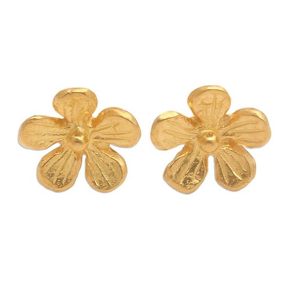 Alternate image for Frangipani-Shaped 22k Gold-Plated Stud Earrings from Bali Sunshine Frangipani