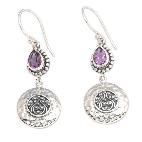 Alternate image for Faceted Pear-Shaped Amethyst Dangle Earrings from Bali Balis Purple Paradise