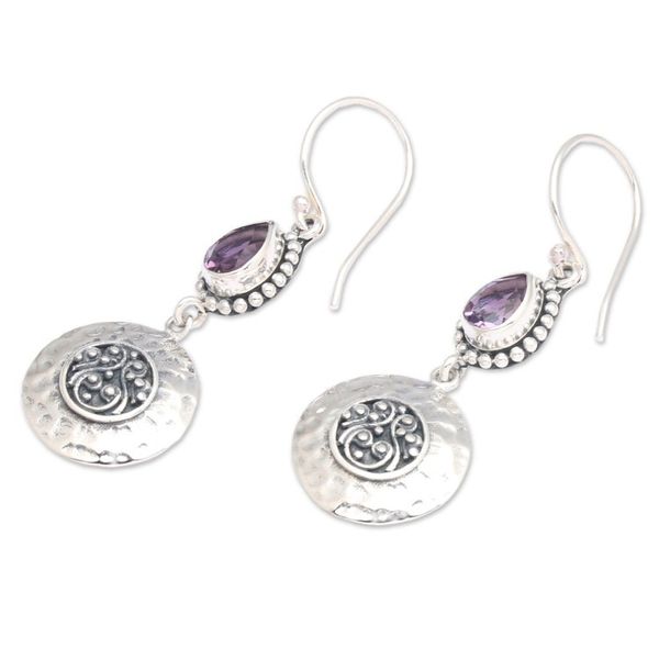 Alternate image for Faceted Pear-Shaped Amethyst Dangle Earrings from Bali Balis Purple Paradise