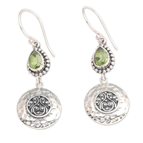 Alternate image for Faceted Pear-Shaped Peridot Dangle Earrings from Bali Balis Green Paradise