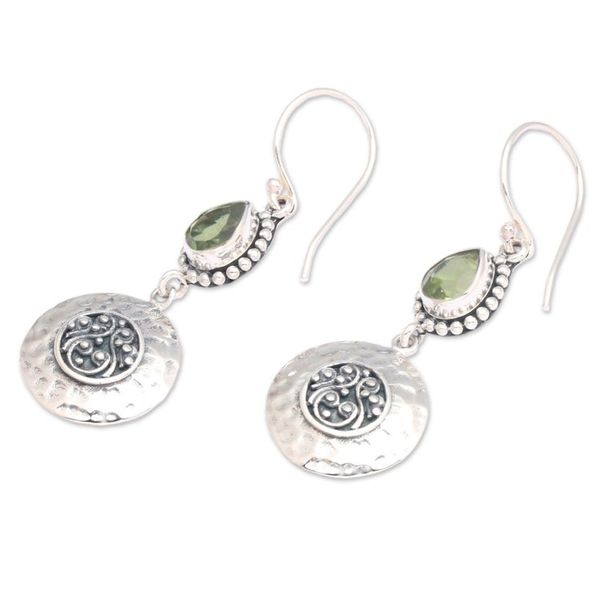 Alternate image for Faceted Pear-Shaped Peridot Dangle Earrings from Bali Balis Green Paradise