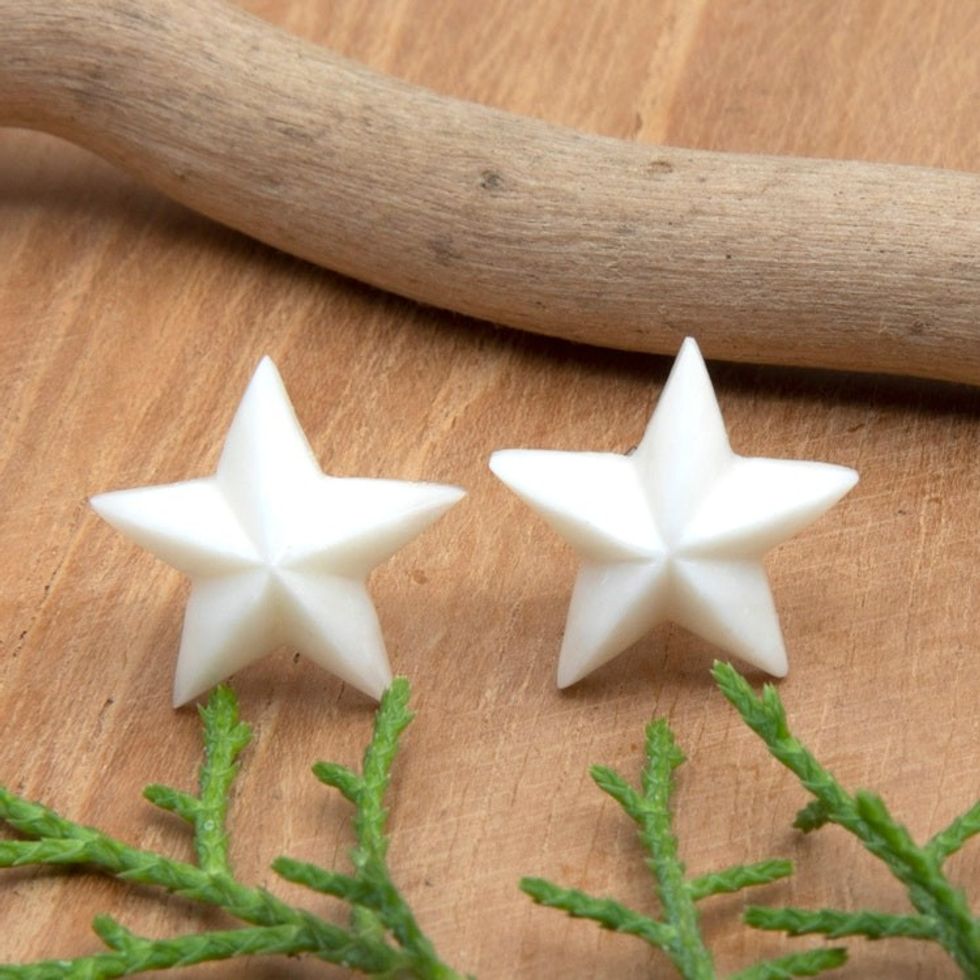 Star-Shaped Button Earrings with Sterling Silver Posts 'Twinkle Star'