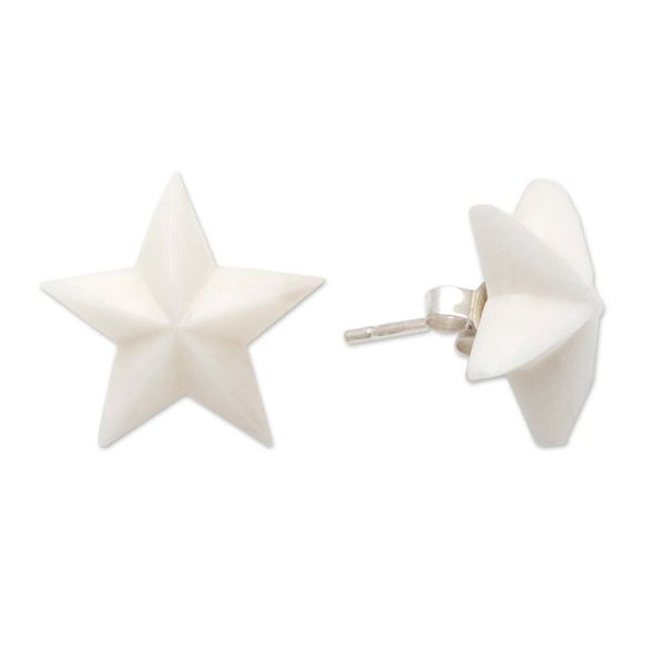 Alternate image for Star-Shaped Button Earrings with Sterling Silver Posts Twinkle Star